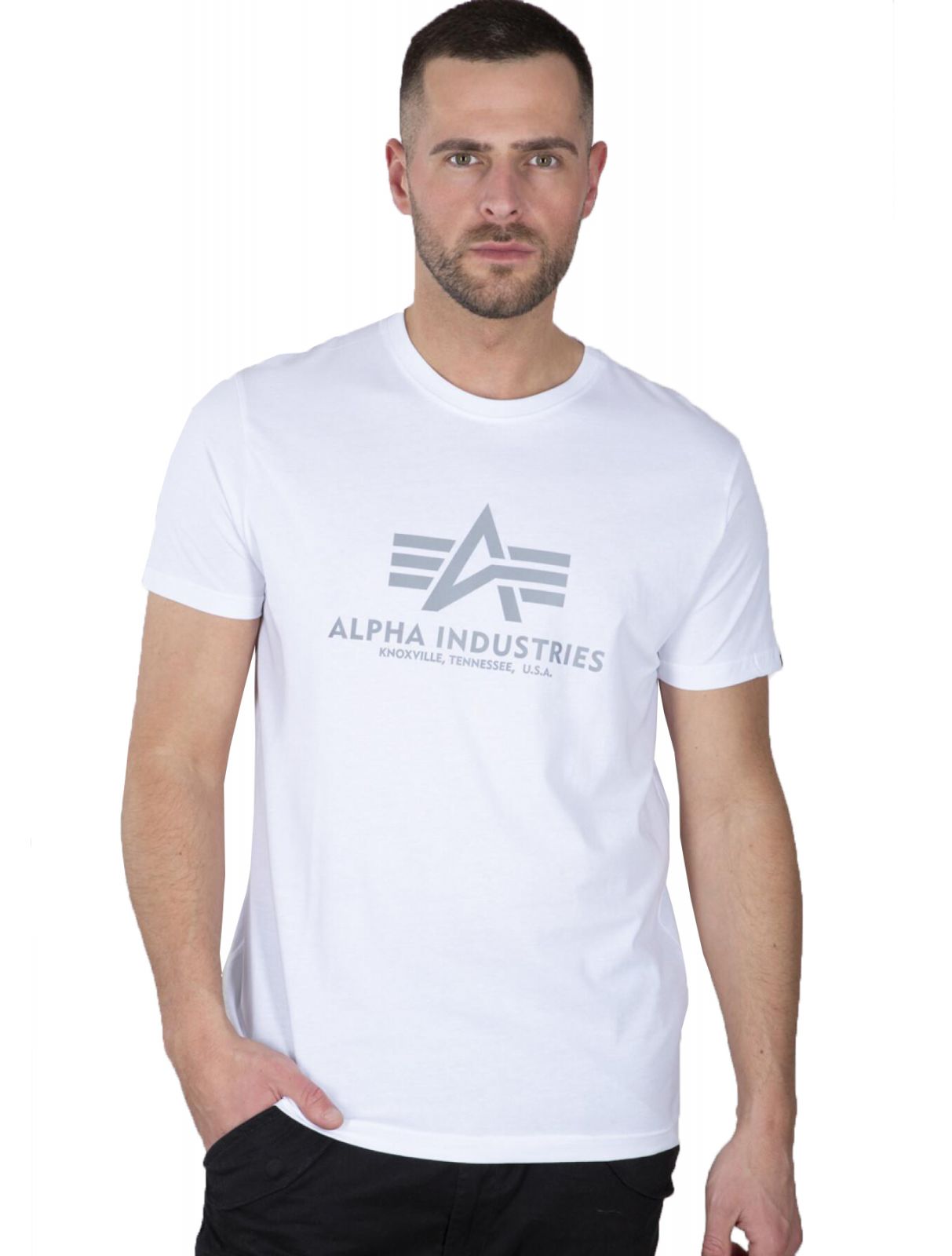 Alpha Industries pánské triko Basic T Reflective Print (bílé) - Etappa