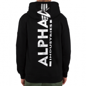 Alpha Industries Back Print Hoody FP (black/chrome)